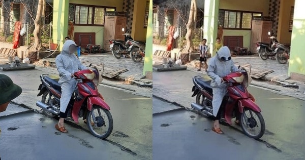 Cô gái phóng xe máy vào đường bê tông mới đổ rồi bị mắc kẹt, báo hại nhóm thợ phải hì hục cán lại