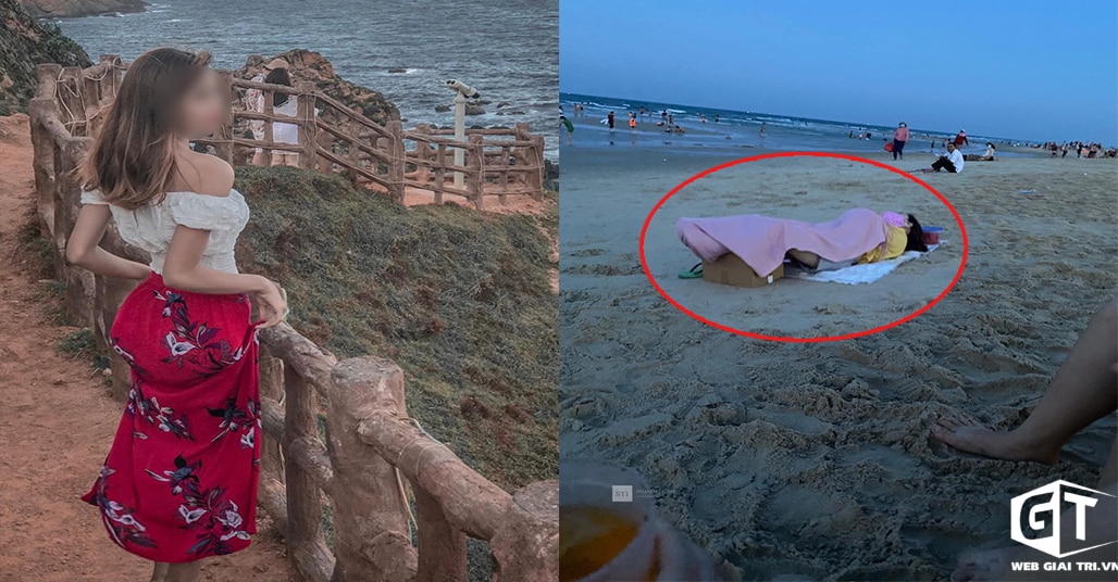 Đi tắm biển, cô gái đột nhiên nằm xuống giữa bãi cát khiến nhiều người “ngượng chín mặt”
