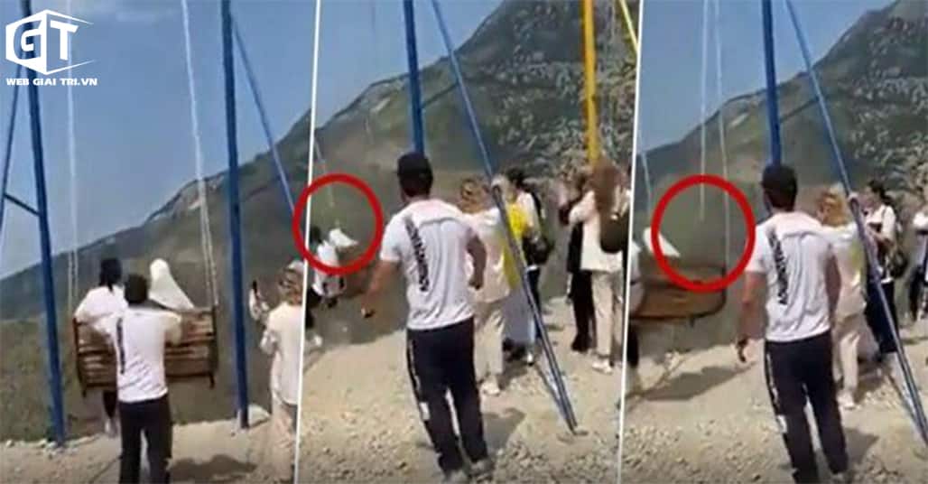 Kinh hãi khoảnh khắc đứt xích đu, 2 cô gái rơi xuống vách núi cao gần 2.000 m