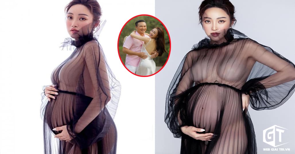Vợ kém 16 tuổi diễn viên Chi Bảo khoe bụng bầu ở tháng thứ 8, diện váy mỏng tang như “nude” 100%
