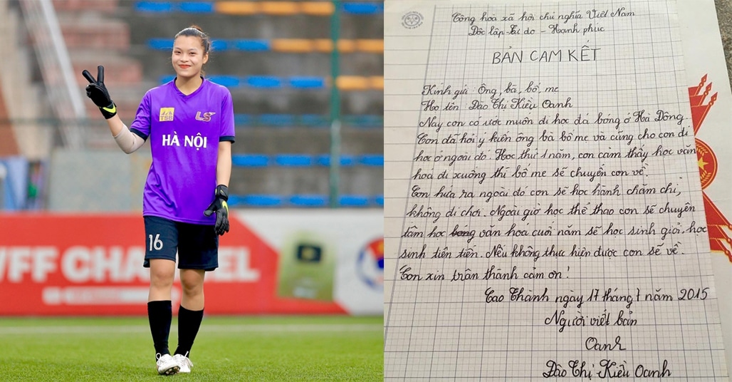Thủ môn trẻ nhất ĐT nữ Việt Nam từng viết cam kết xin đi tập bóng đá