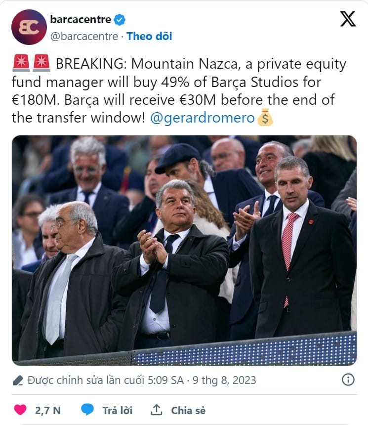 Barca bán 49% cổ phần với số tiền khổng lồ, quyết mua Mbappe bằng mọi giá